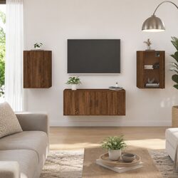 Versatile Wall Mounted TV Cabinet in Brown Oak Finish