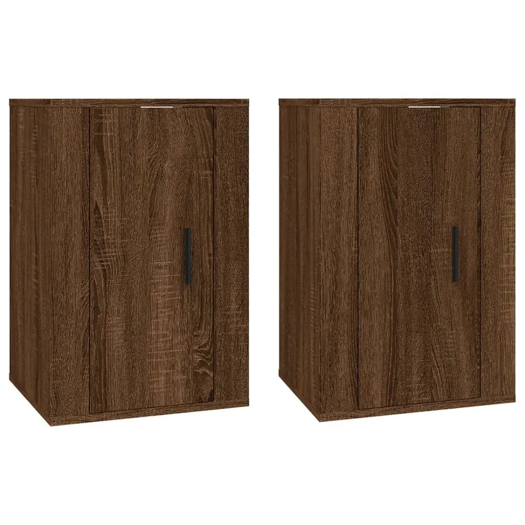 Wall Mounted TV Cabinet in Brown Oak Finish