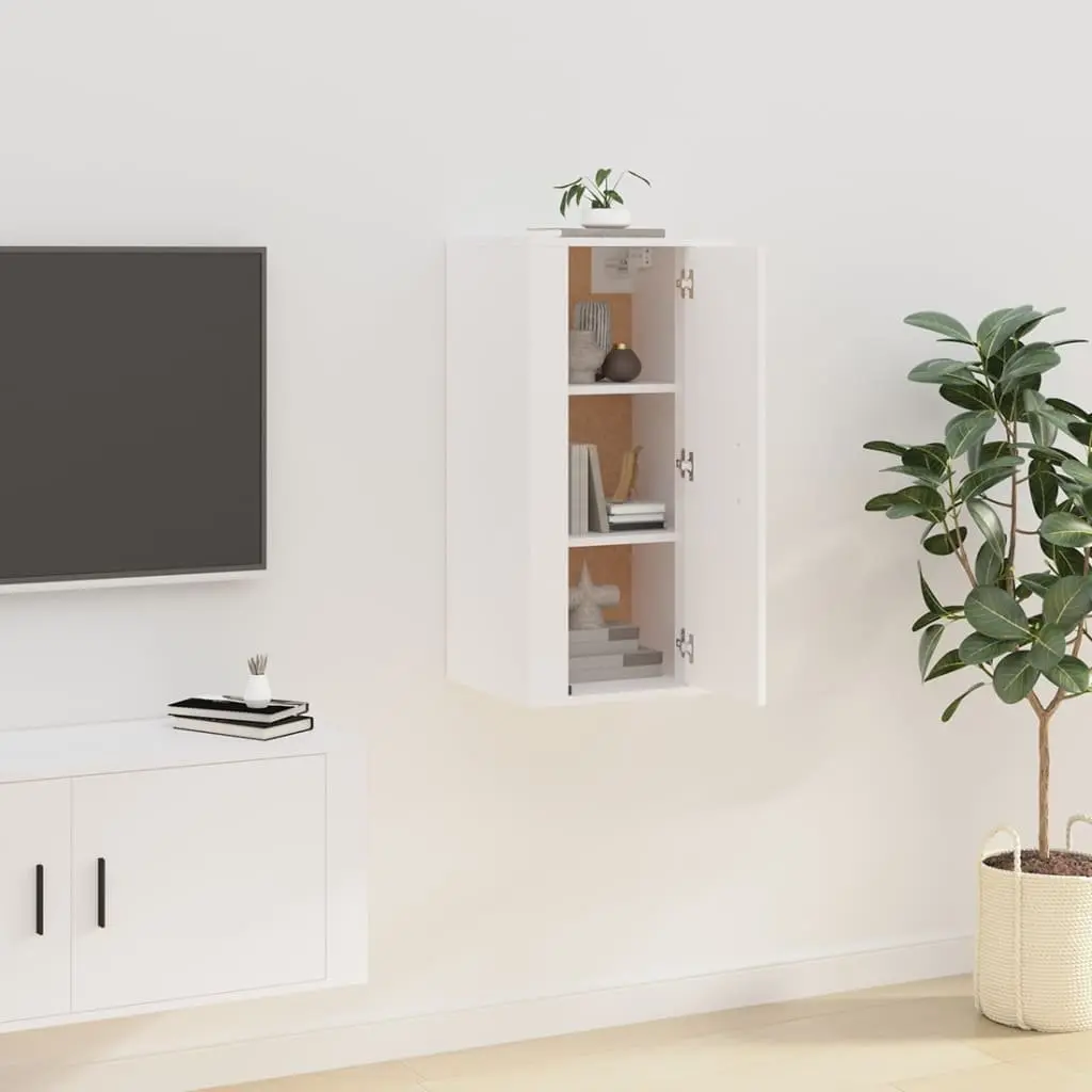 Wall Mounted Storage Unit TV Cabinet Engineered Wood 40x34.5x80cm White