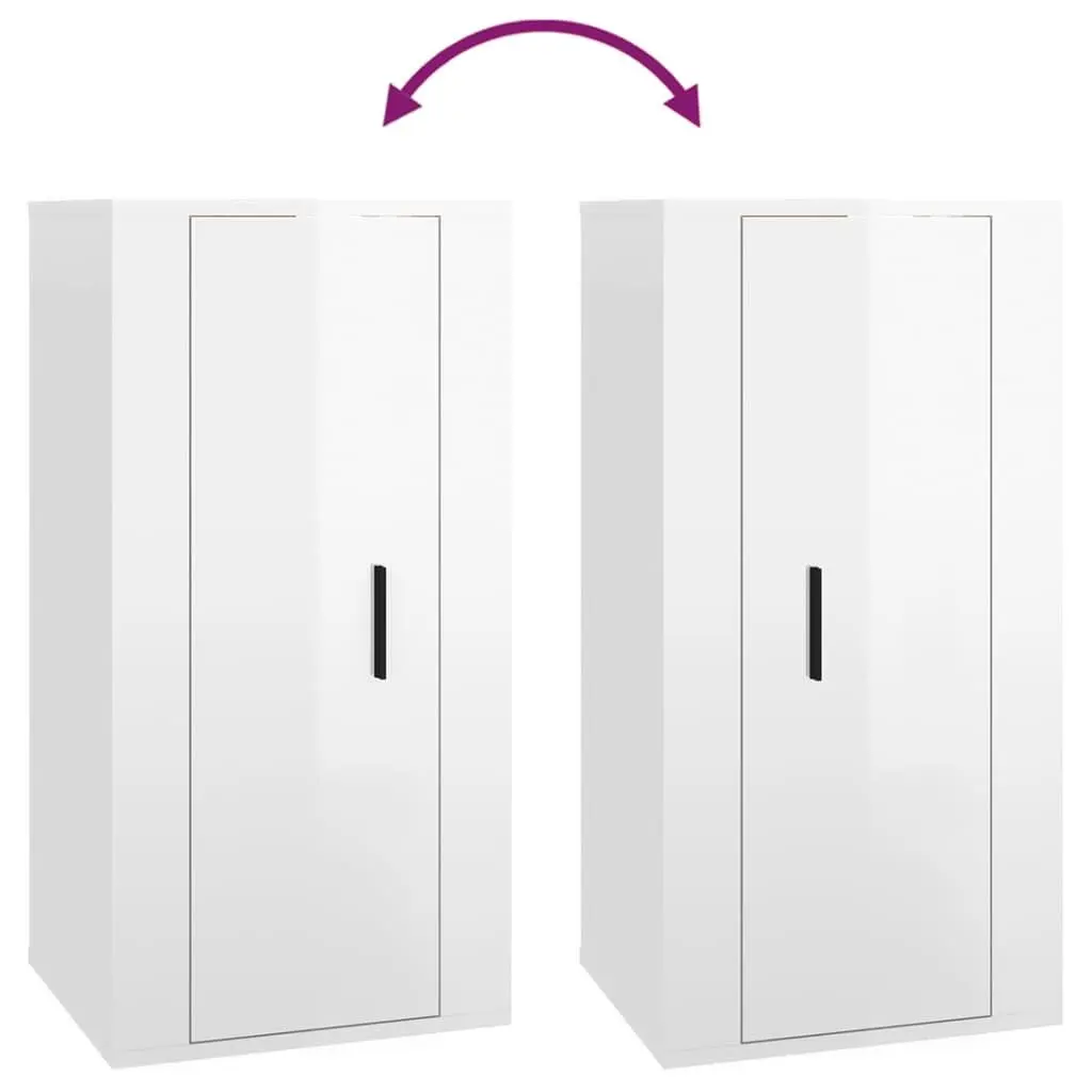 Wall Mounted Media Storage Unit Engineered Wood 40x34.5x80cm White High Gloss Floating TV Cabinet