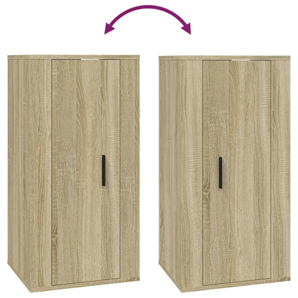 Wall Mounted TV Cabinet Engineered Wood 40 x 34.5 x 80 cm Brown Storage Unit