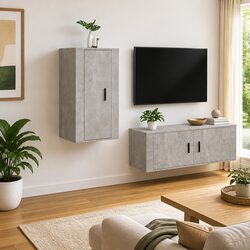 Practical Grey Wall Mounted TV Cabinet for Any Room