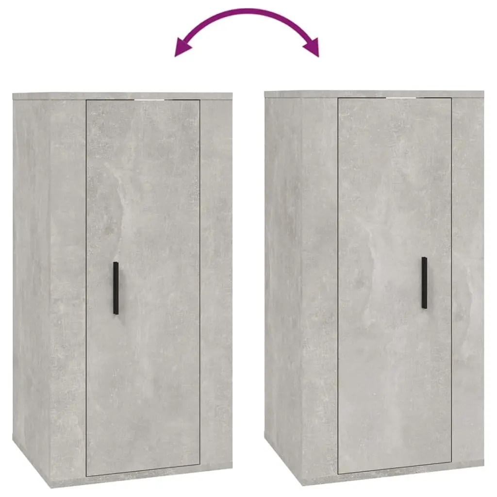 Wall Mounted TV Cabinet Engineered Wood 40 x 34.5 x 80 cm Grey 3 Compartments Media Organiser