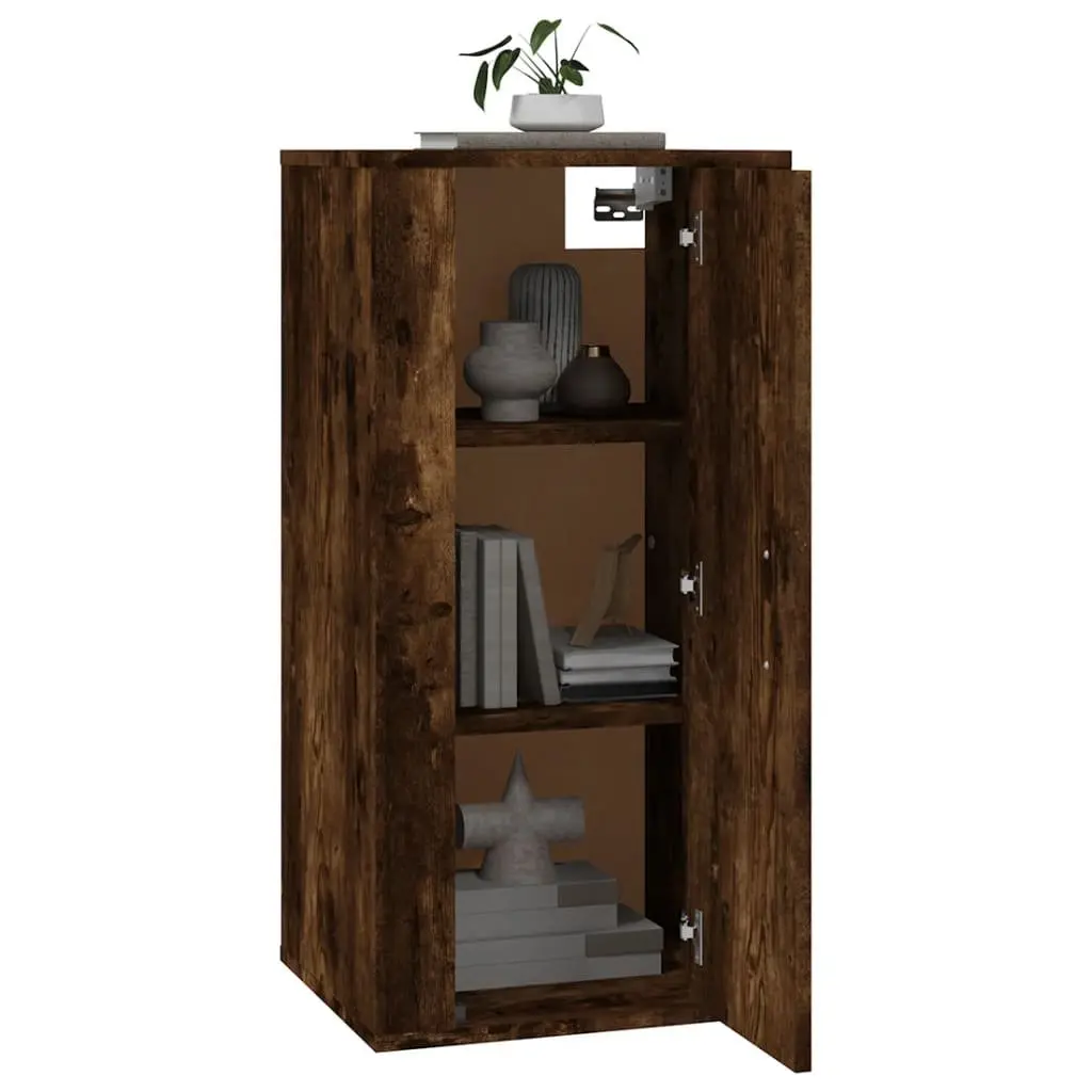 Wall Mounted Cabinet Media Storage Unit Engineered Wood Brown 3 Compartment 40x34.5x80cm