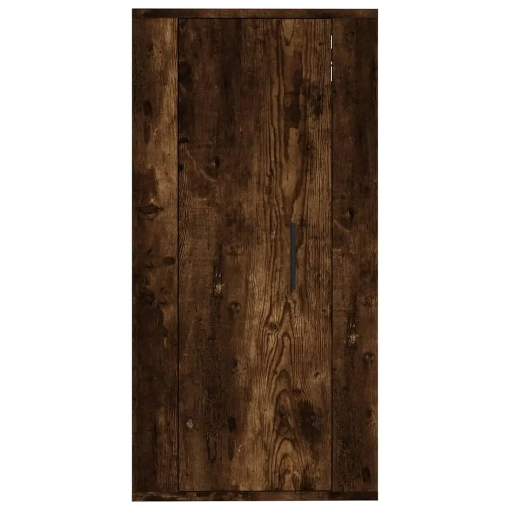 Wall Mounted Cabinet Media Storage Unit Engineered Wood Brown 3 Compartment 40x34.5x80cm
