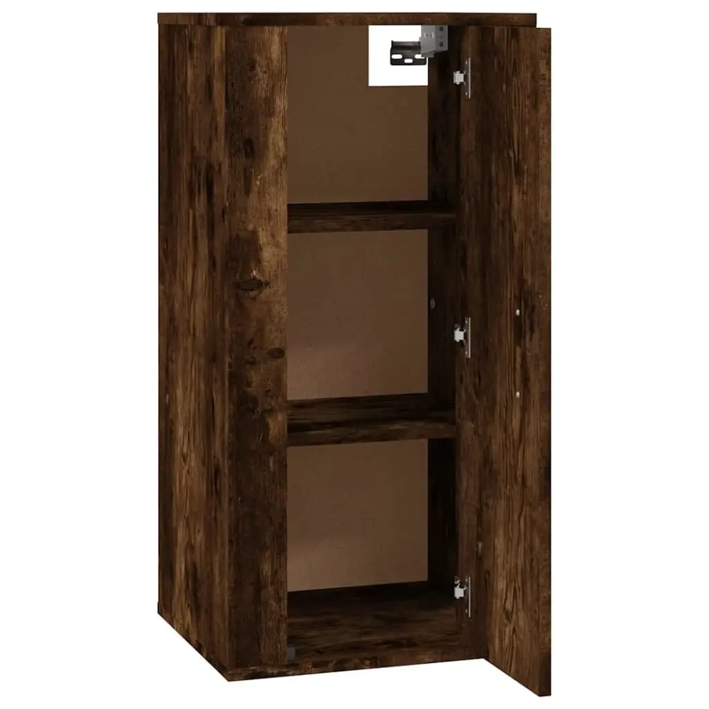 Wall Mounted Cabinet Media Storage Unit Engineered Wood Brown 3 Compartment 40x34.5x80cm