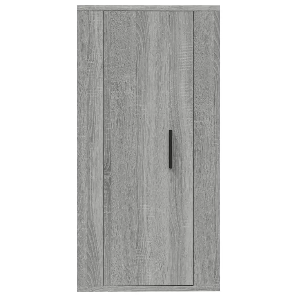 Wall Mounted Cabinet Engineered Wood Grey 3 Compartment Storage Unit