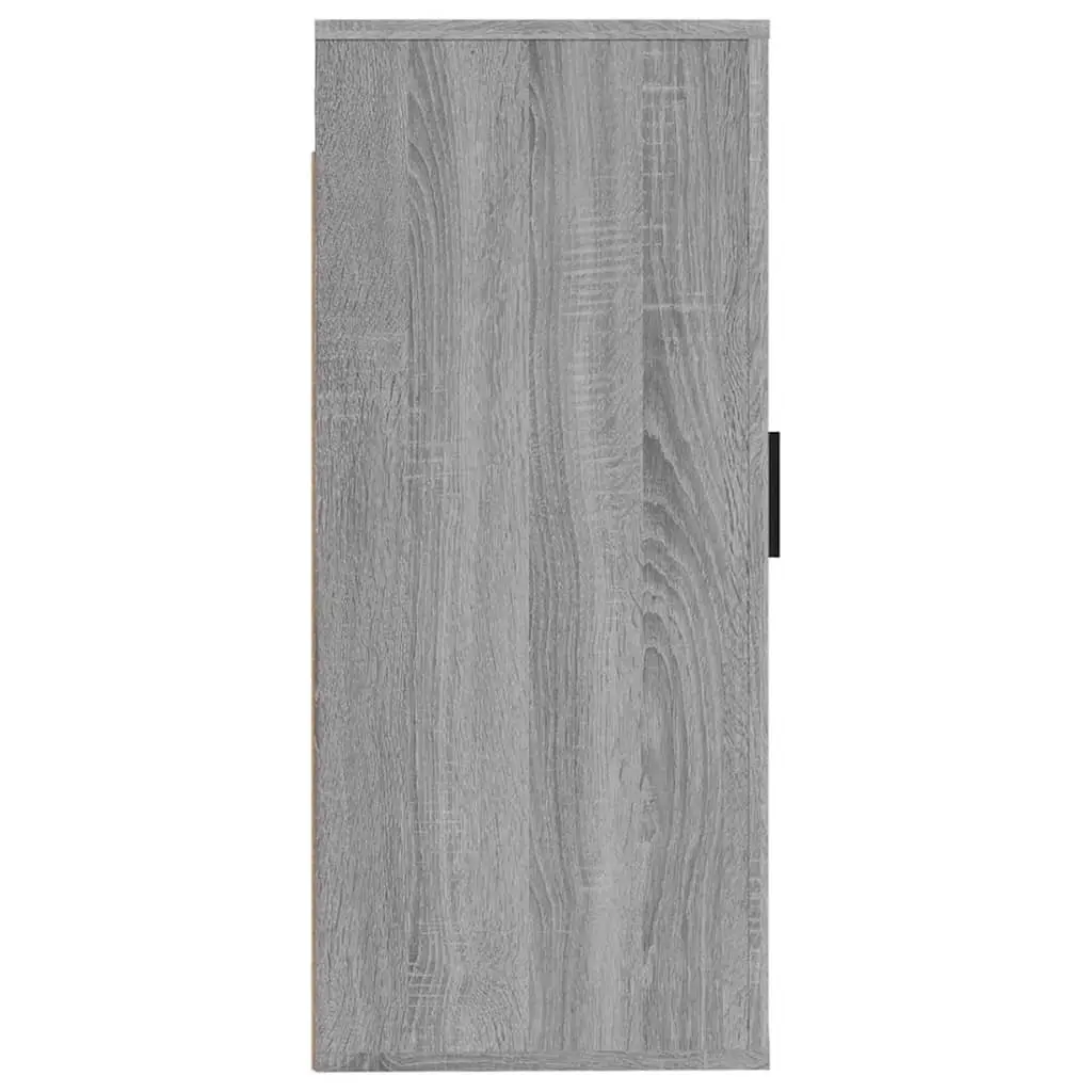 Wall Mounted Cabinet Engineered Wood Grey 3 Compartment Storage Unit