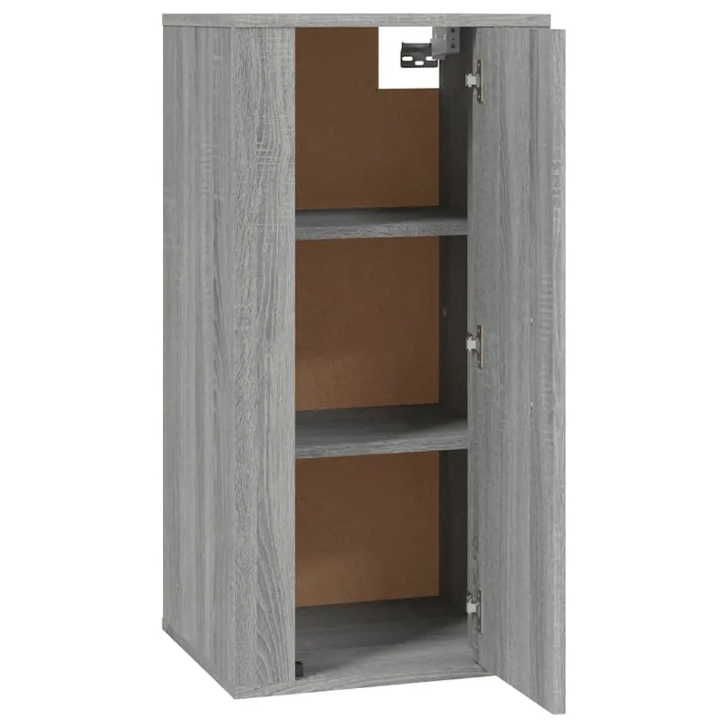 Wall Mounted Cabinet Engineered Wood Grey 3 Compartment Storage Unit