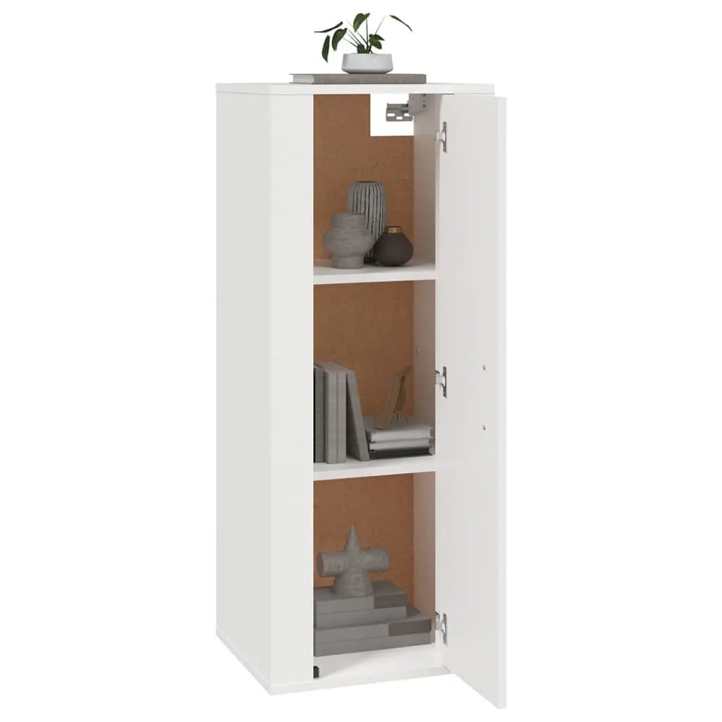 Wall Mounted Storage Cabinet Engineered Wood White 40x34.5x100cm Media Display Unit