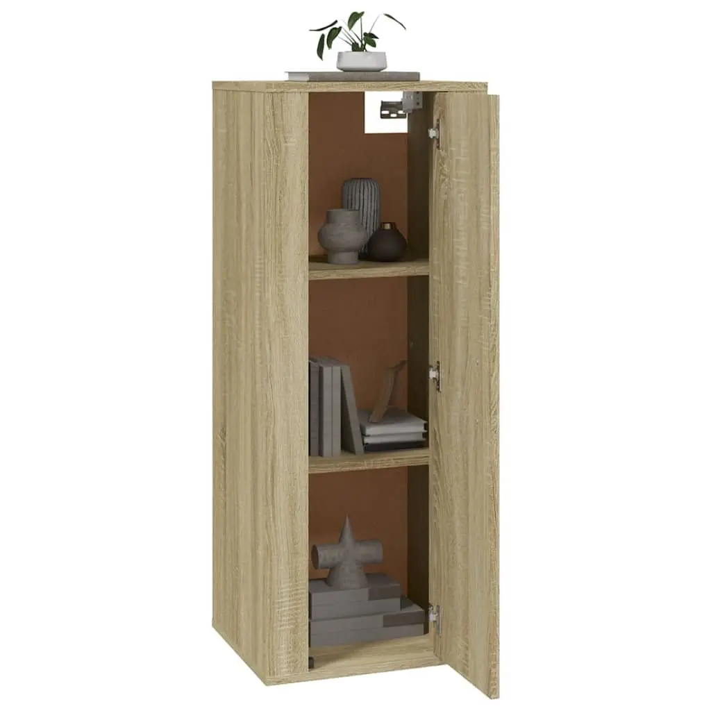 Brown Engineered Wood Wall Mounted TV Cabinet 3 Storage Compartments Space Saving Media Unit Display Shelf