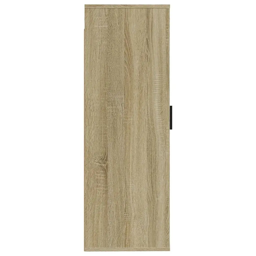 Brown Engineered Wood Wall Mounted TV Cabinet 3 Storage Compartments Space Saving Media Unit Display Shelf