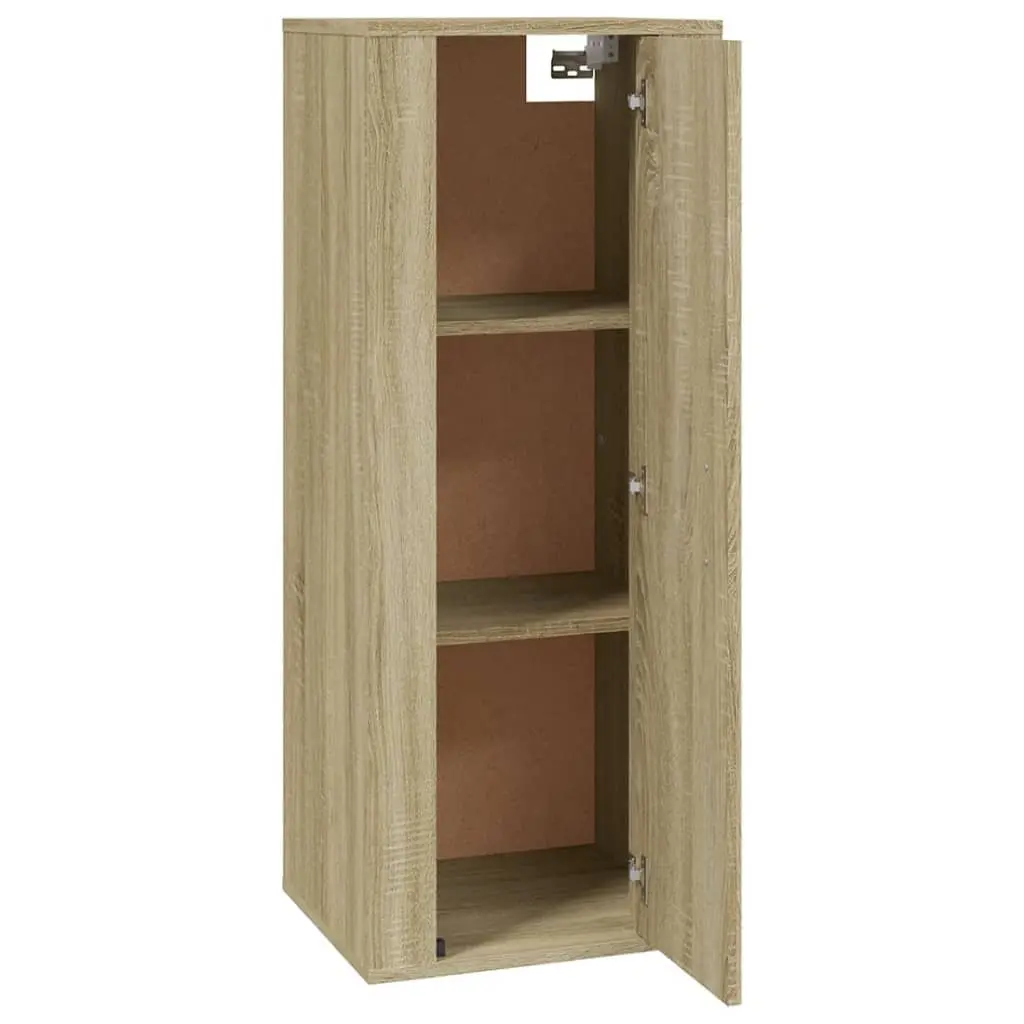 Brown Engineered Wood Wall Mounted TV Cabinet 3 Storage Compartments Space Saving Media Unit Display Shelf