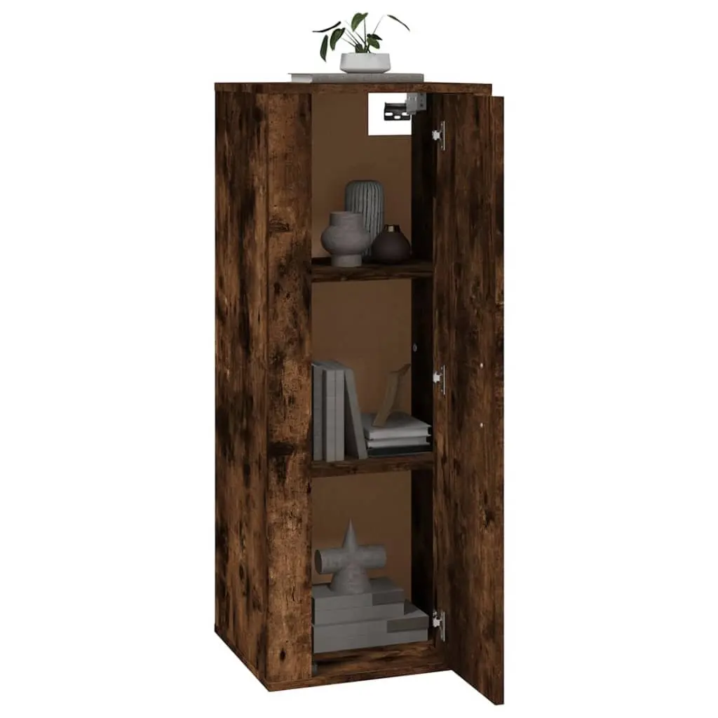 Wall Mounted Media Unit Brown Engineered Wood Storage Cabinet 40x34.5x100cm for Living Room Bedroom