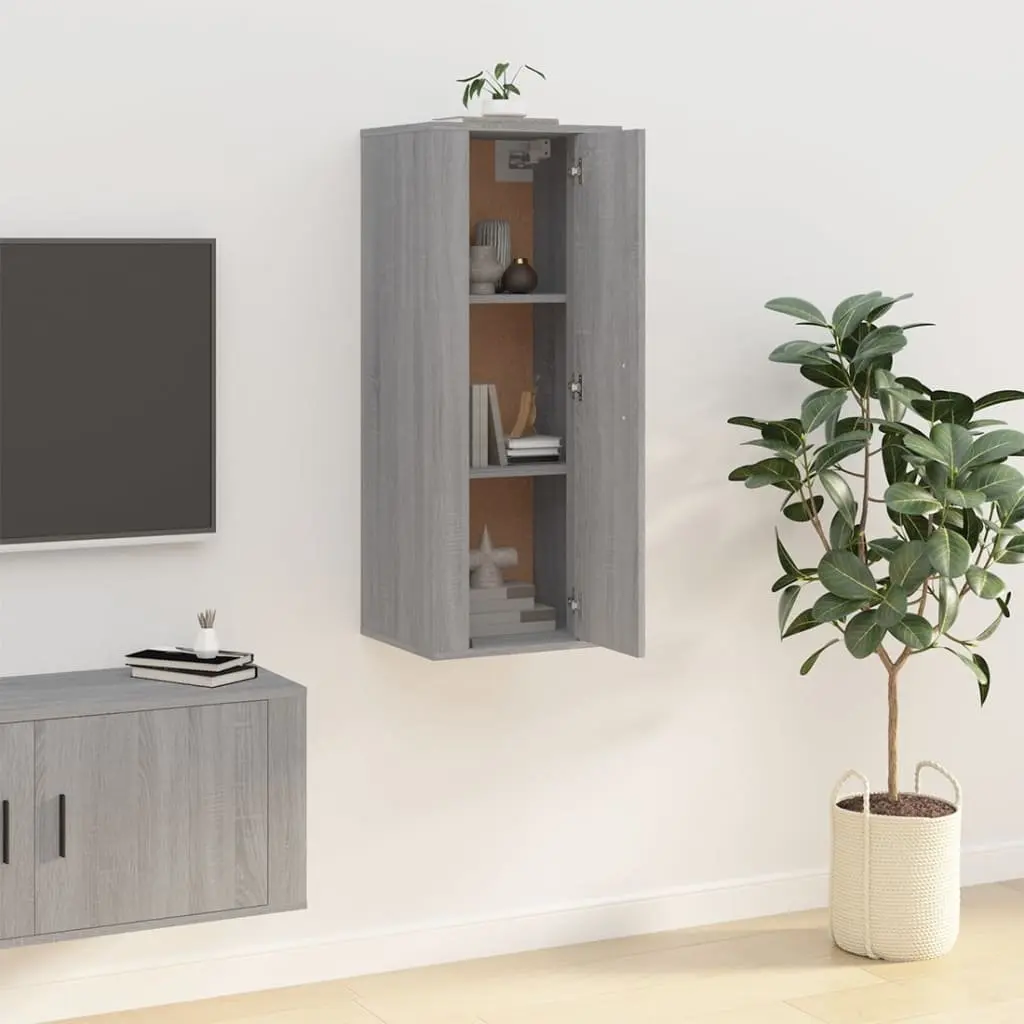 Wall Mounted TV Cabinet Grey Sonoma 40x34.5x100cm Storage Unit Media Stand