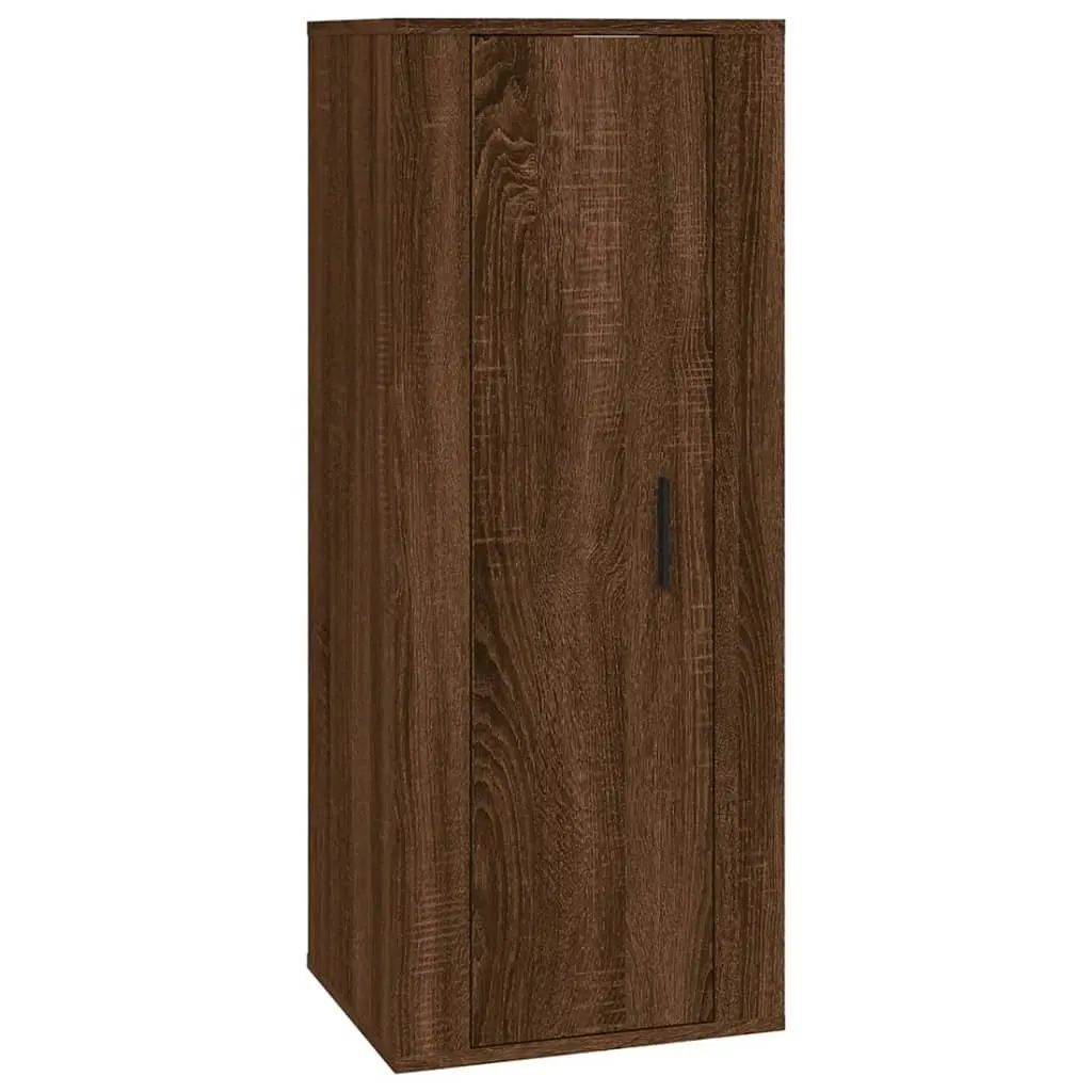 Wall Mounted Media Storage Unit Brown Oak 40x34.5x100cm Engineered Wood TV Cabinet