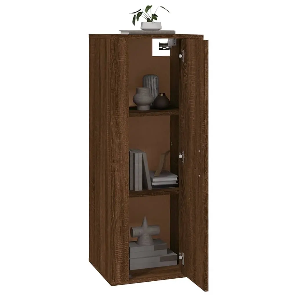 Wall Mounted Media Storage Unit Brown Oak 40x34.5x100cm Engineered Wood TV Cabinet