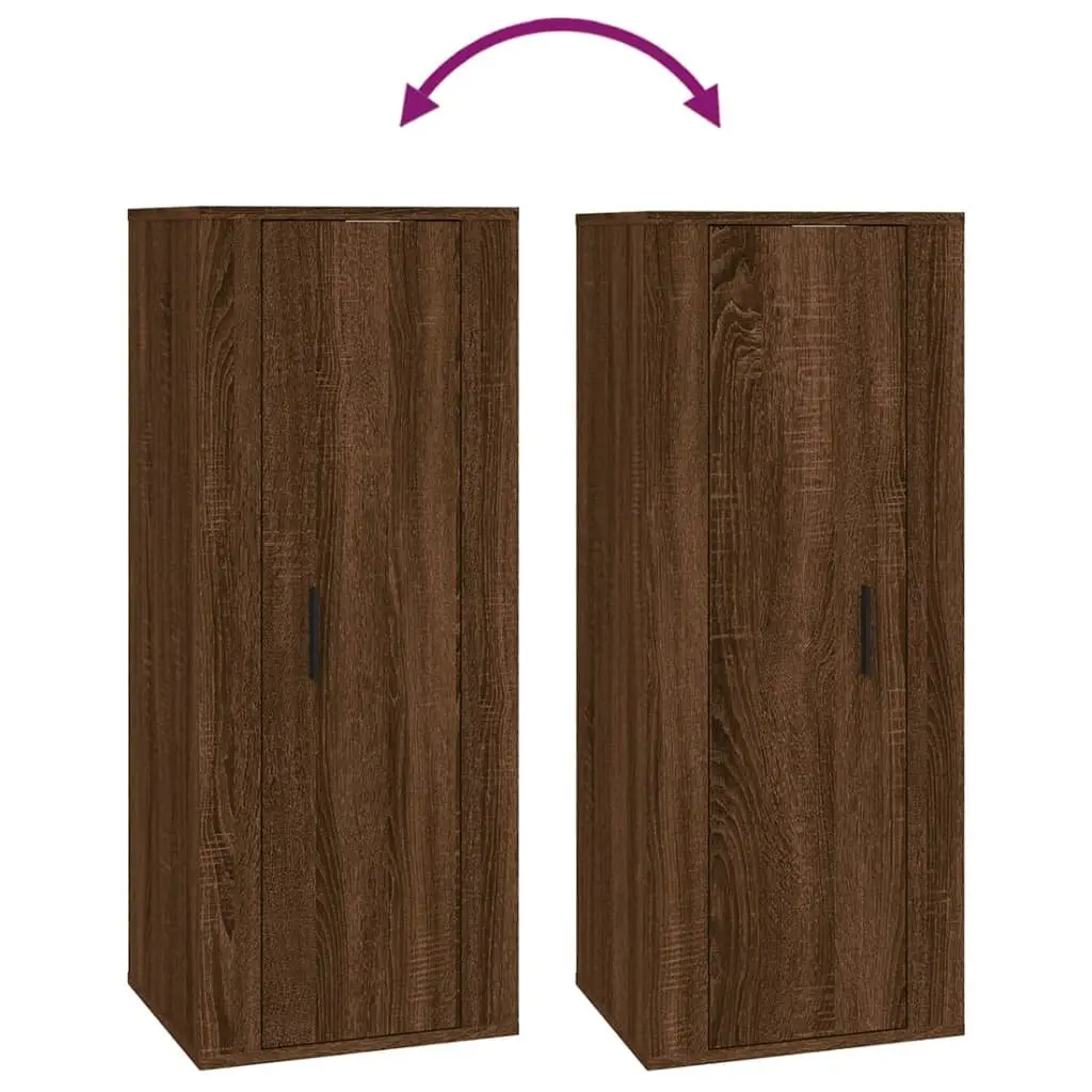 Wall Mounted Media Storage Unit Brown Oak 40x34.5x100cm Engineered Wood TV Cabinet