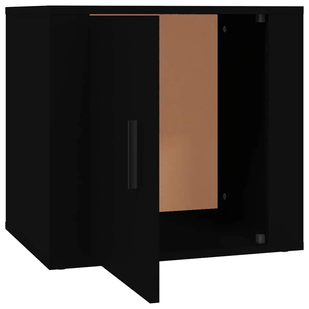 Black Nightstand Bedside Cabinets 2 Piece Engineered Wood Storage Table 50x39x47cm Bedroom Furniture