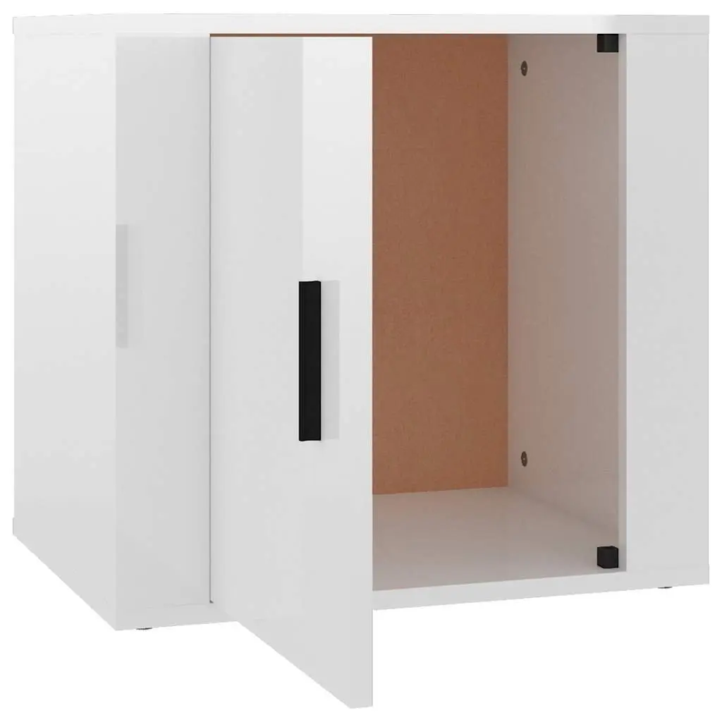 White Bedside Cabinet Storage Nightstand Bedside Table High Gloss Modern
