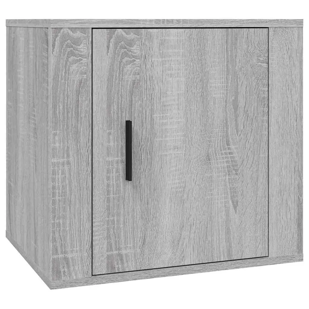 Grey Engineered Wood Nightstands 2 Piece Side Table Bedside Storage Cabinet 50x39x47cm