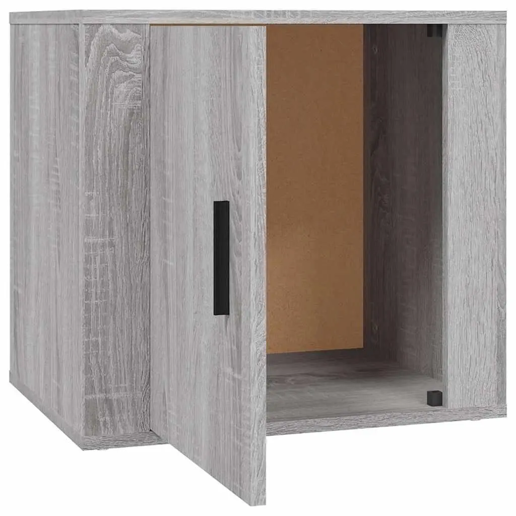 Grey Engineered Wood Nightstands 2 Piece Side Table Bedside Storage Cabinet 50x39x47cm