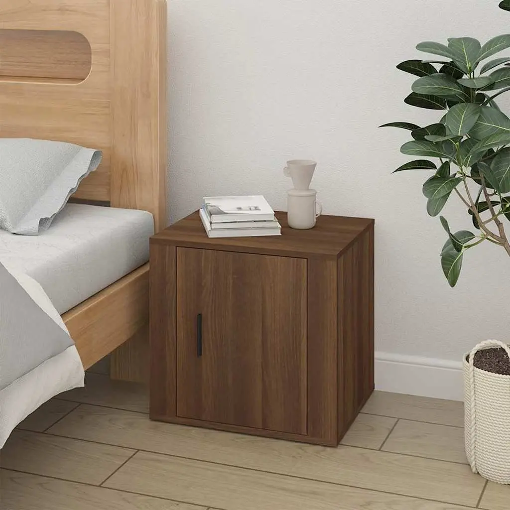 Bedside Cabinets Engineered Wood 50 x 39 x 47 cm Brown Oak 2 Piece Storage Furniture Nightstand