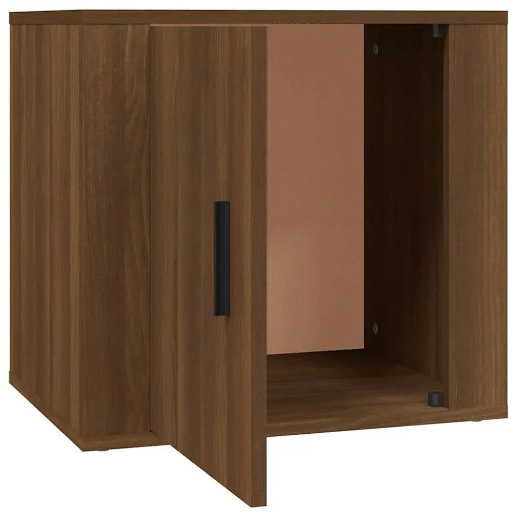 Bedside Cabinets Engineered Wood 50 x 39 x 47 cm Brown Oak 2 Piece Storage Furniture Nightstand