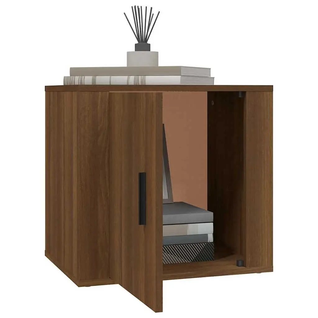 Bedside Cabinets Engineered Wood 50 x 39 x 47 cm Brown Oak 2 Piece Storage Furniture Nightstand