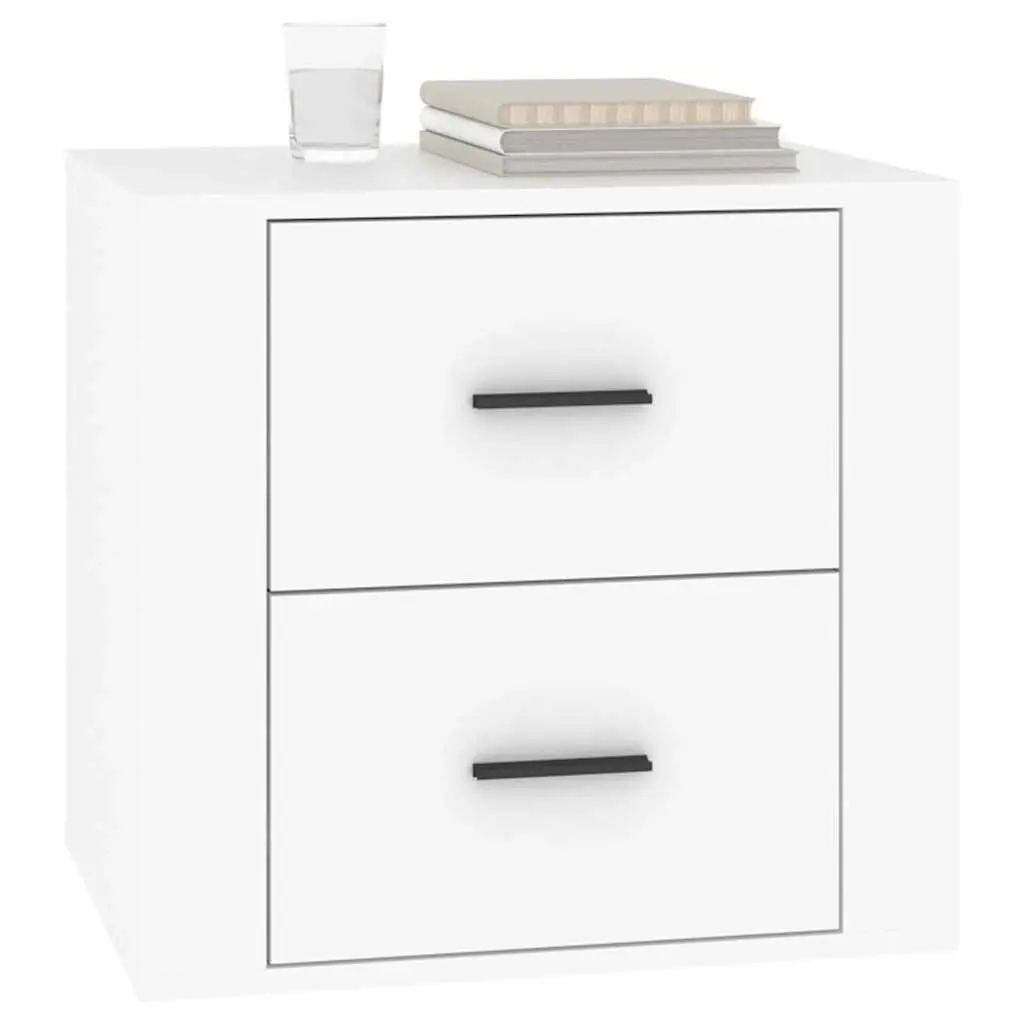 Bedside Cabinet Engineered Wood Compact White Storage Nightstand