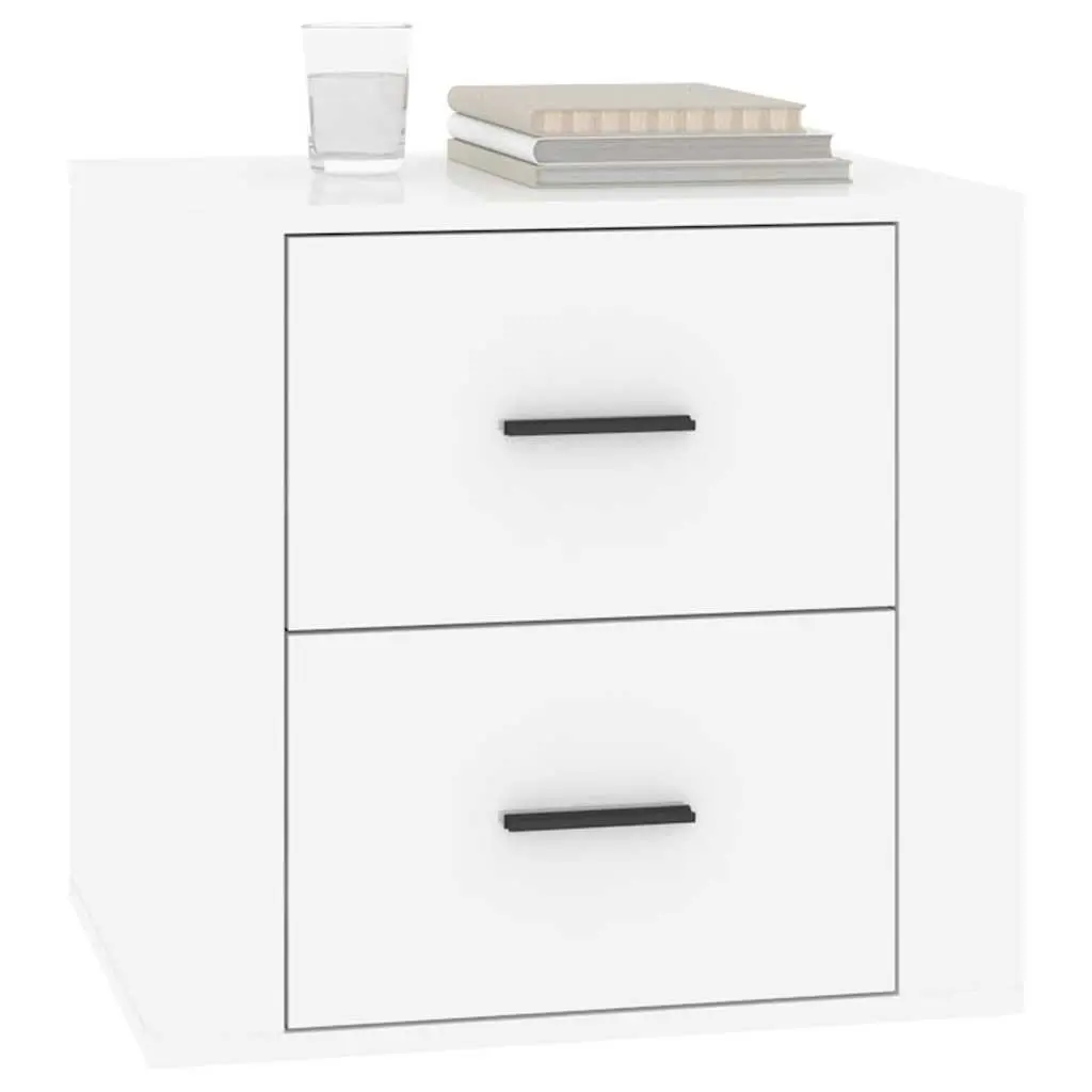 Bedside Table Engineered Wood 50W x 39D x 47H cm High Gloss White Nightstand