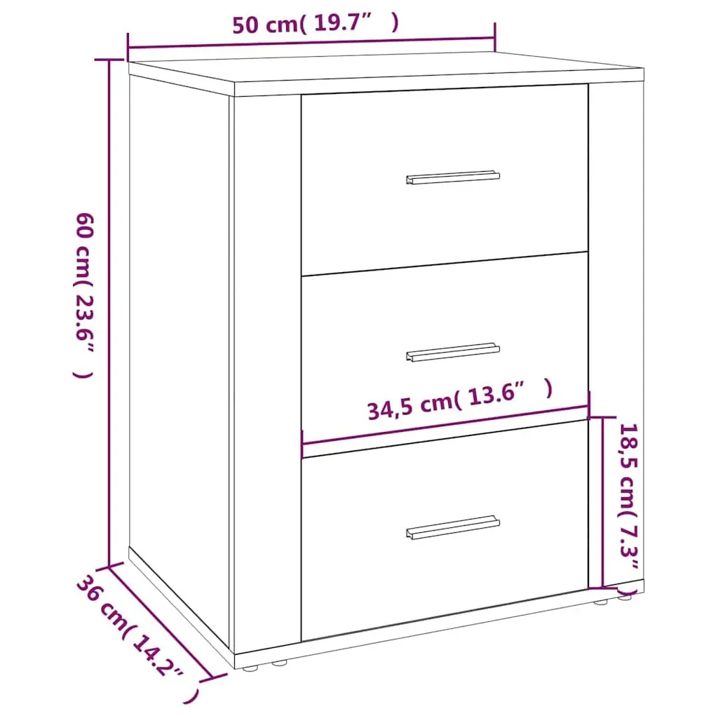 Bedside Cabinet for Real Life Use 50x36x60cm