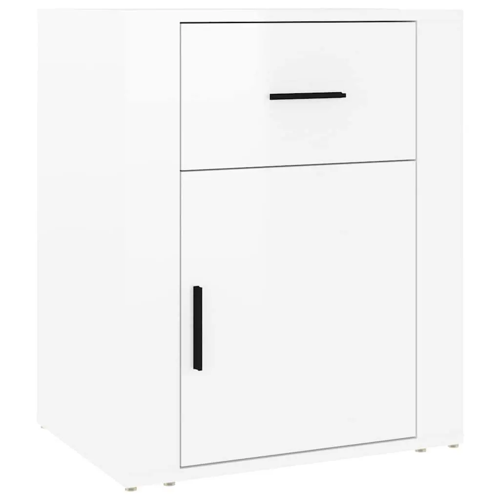 High Gloss White Nightstand Cabinet