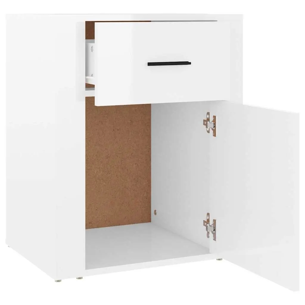 High Gloss White Nightstand Cabinet