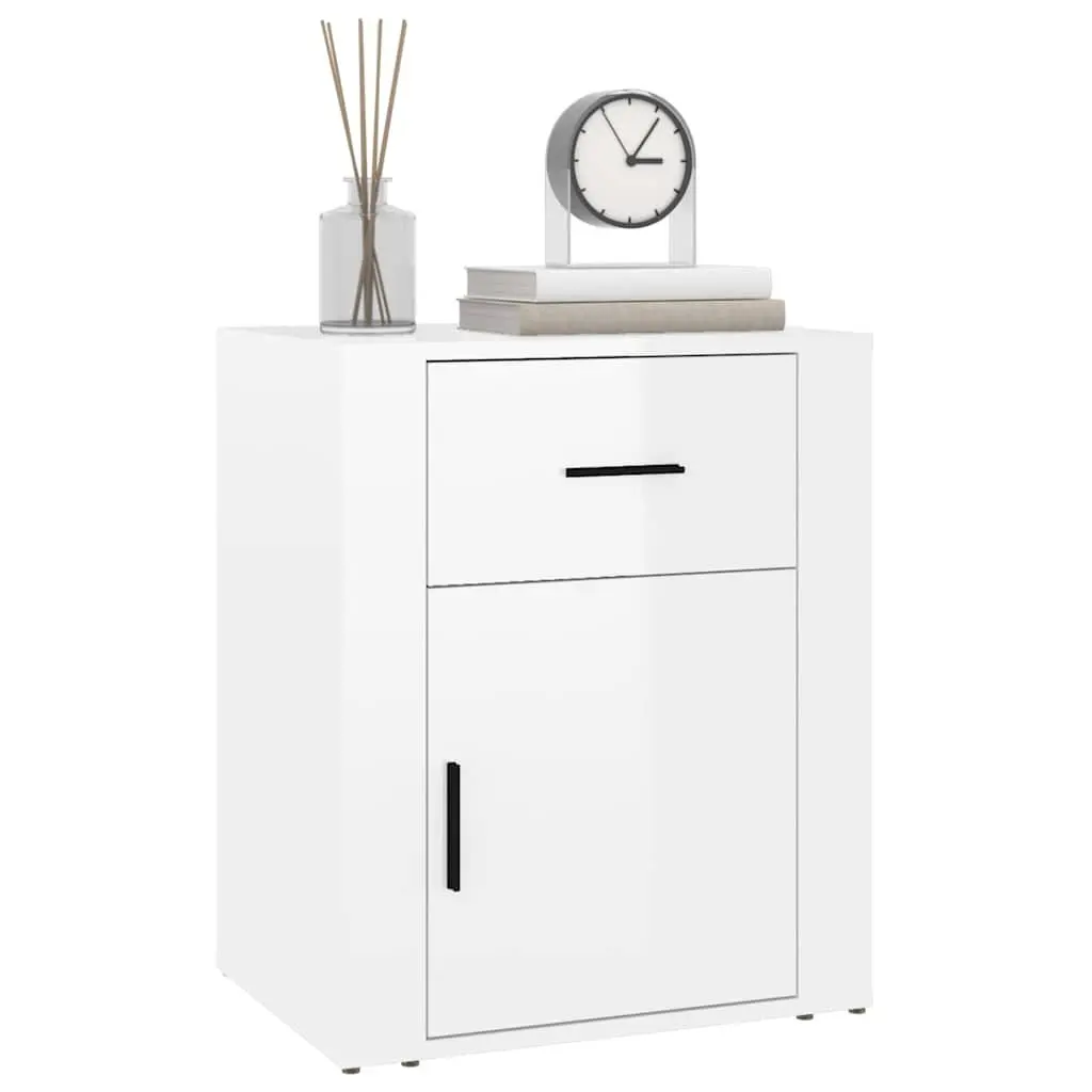 High Gloss White Nightstand Cabinet