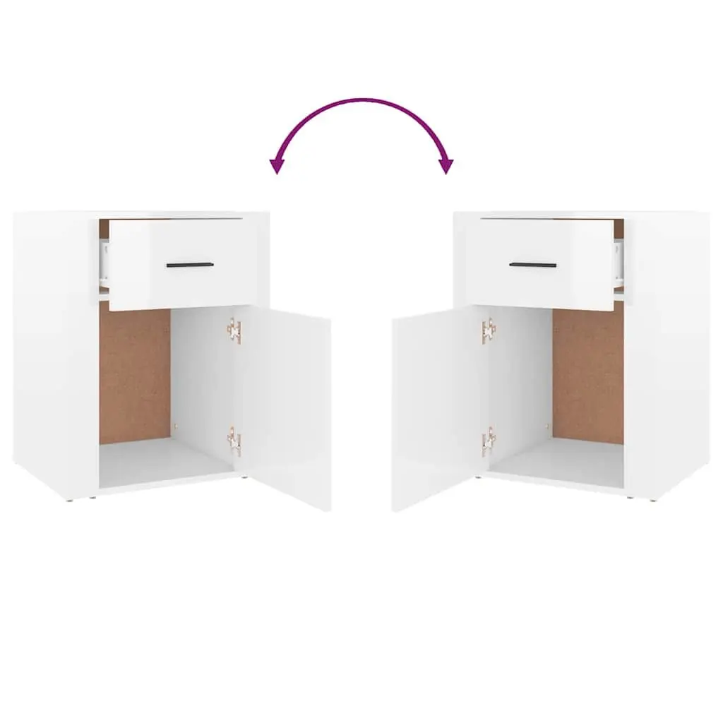 High Gloss White Nightstand Cabinet