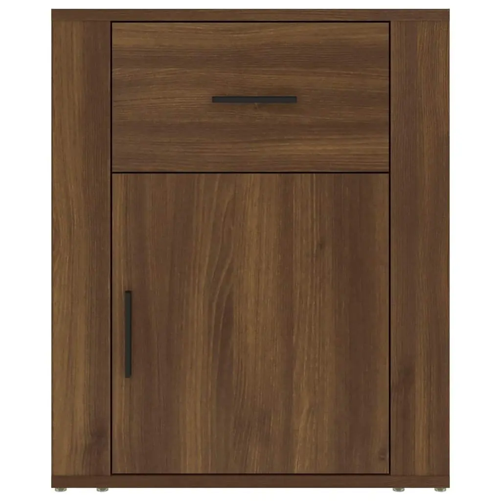 Bedside Table Engineered Wood Brown Oak 50x36x60 cm Nightstand with Drawer and Door Compartment