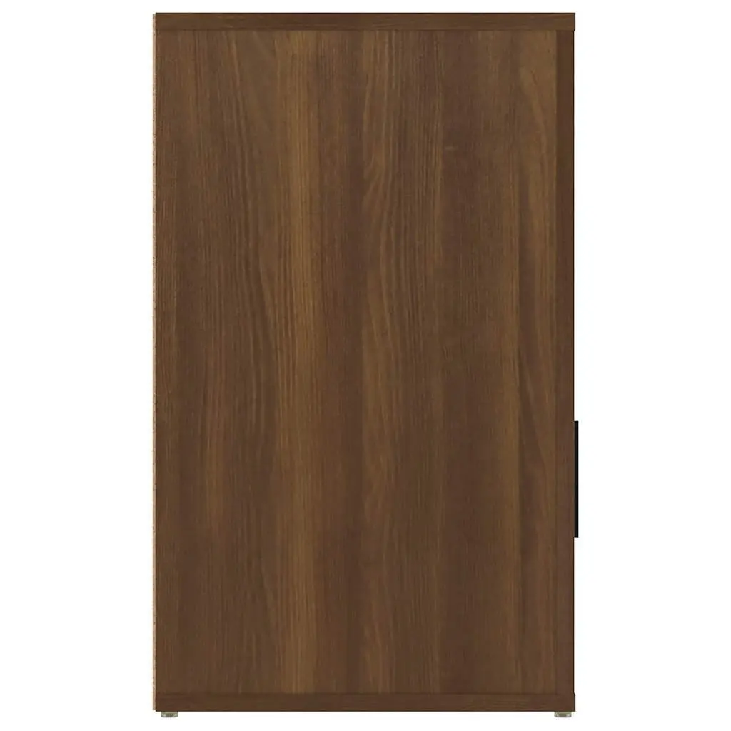 Bedside Table Engineered Wood Brown Oak 50x36x60 cm Nightstand with Drawer and Door Compartment