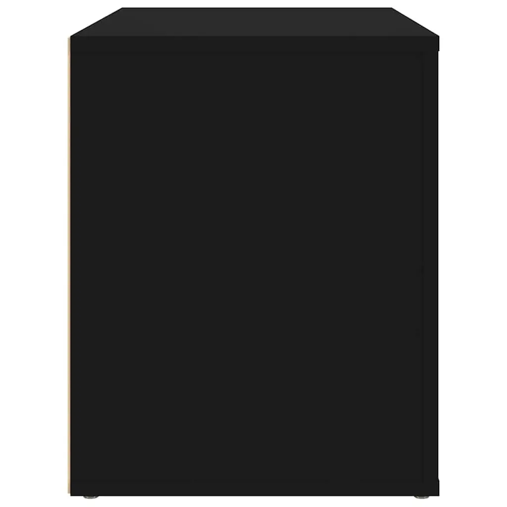 Bedside Cabinet Black 60x36x45cm Nightstand Storage Drawers Compartment