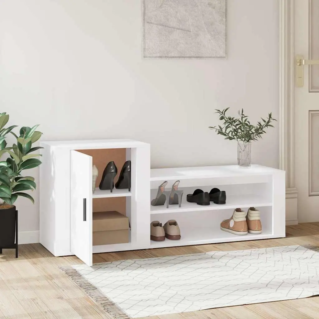 Shoe Cabinet Engineered Wood 130cm White 2 Compartments