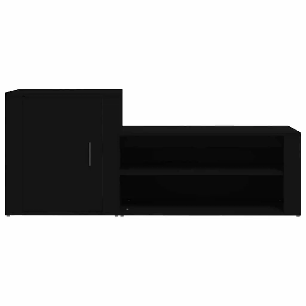 Black Shoe Cabinet with 2 Compartments for Home Use