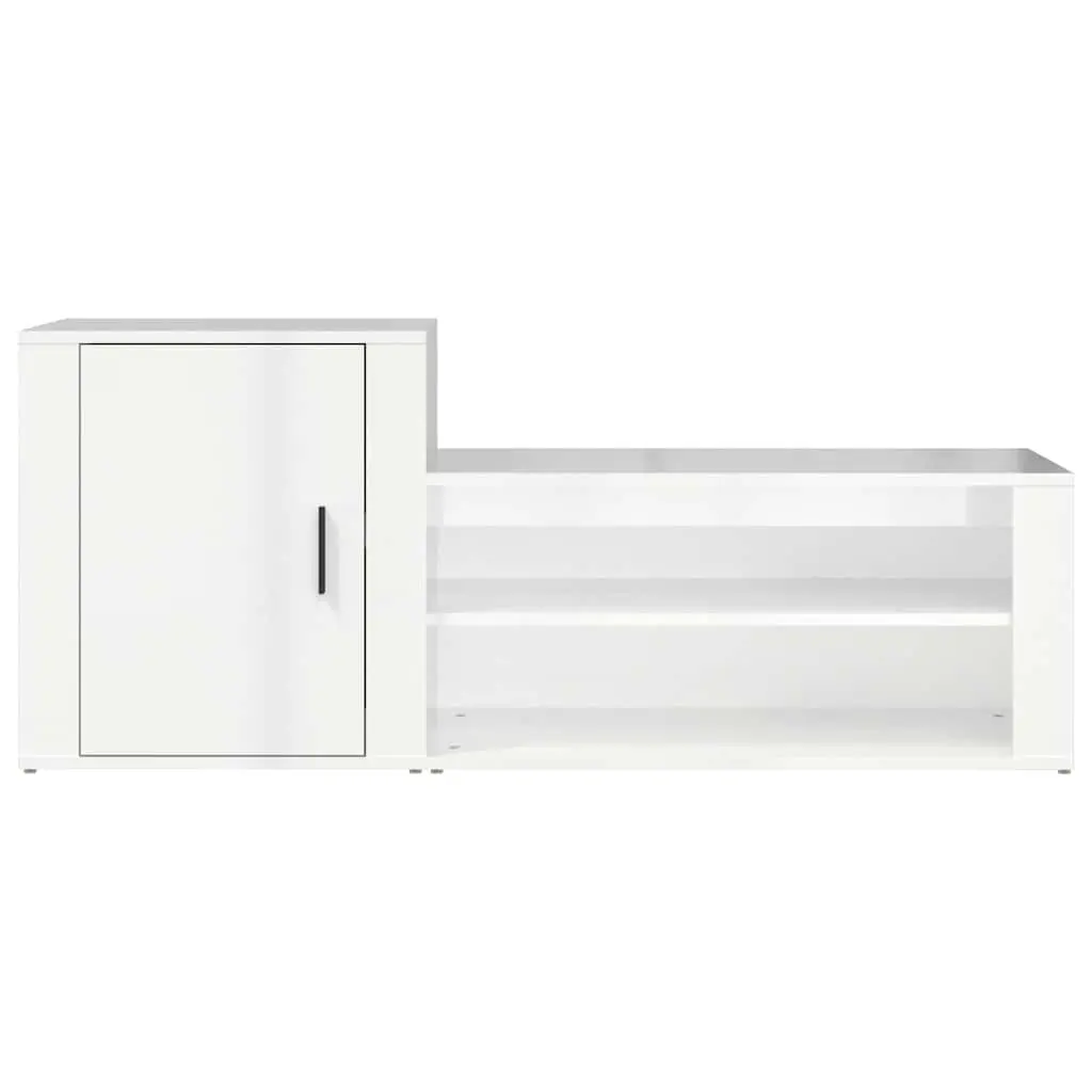 Shoe Cabinet Engineered Wood 130cm White High Gloss Storage Cupboard Door Organiser