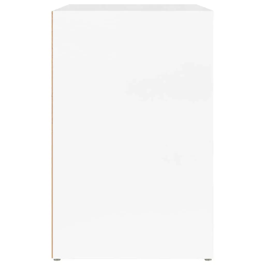 Shoe Cabinet Engineered Wood 130cm White High Gloss Storage Cupboard Door Organiser
