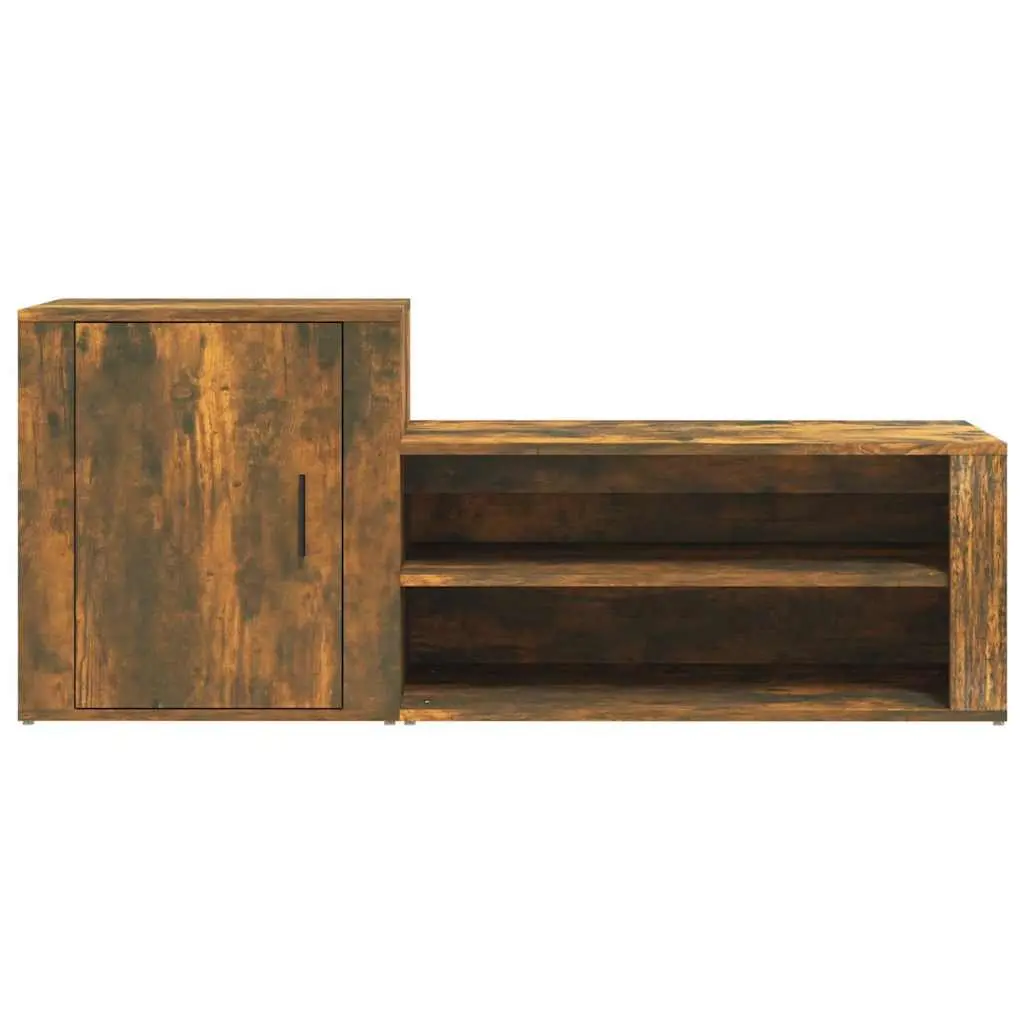 Shoe Cabinet with Door 2 Compartments Brown Engineered Wood Storage Organiser