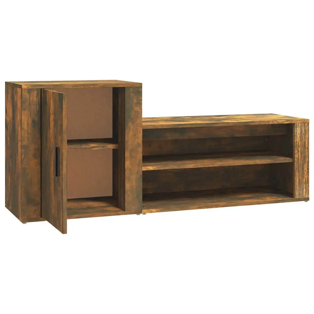 Shoe Cabinet with Door 2 Compartments Brown Engineered Wood Storage Organiser