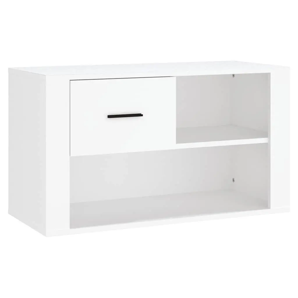 Shoe Storage Organiser Engineered Wood White 80x35x45 cm Hall Furniture with 2 Compartments