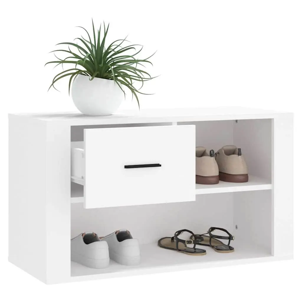 Shoe Storage Organiser Engineered Wood White 80x35x45 cm Hall Furniture with 2 Compartments