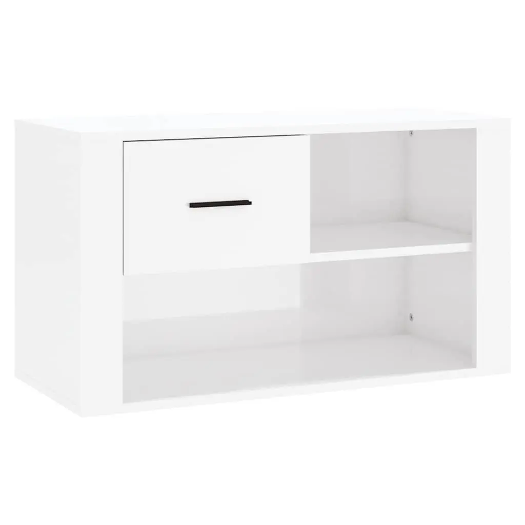 Shoe Storage Cabinet Engineered Wood White 80x35x45cm High Gloss Organiser