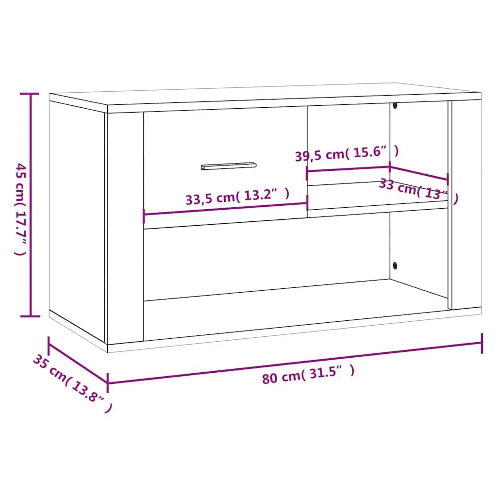 Shoe Storage Cabinet Engineered Wood White 80x35x45cm High Gloss Organiser