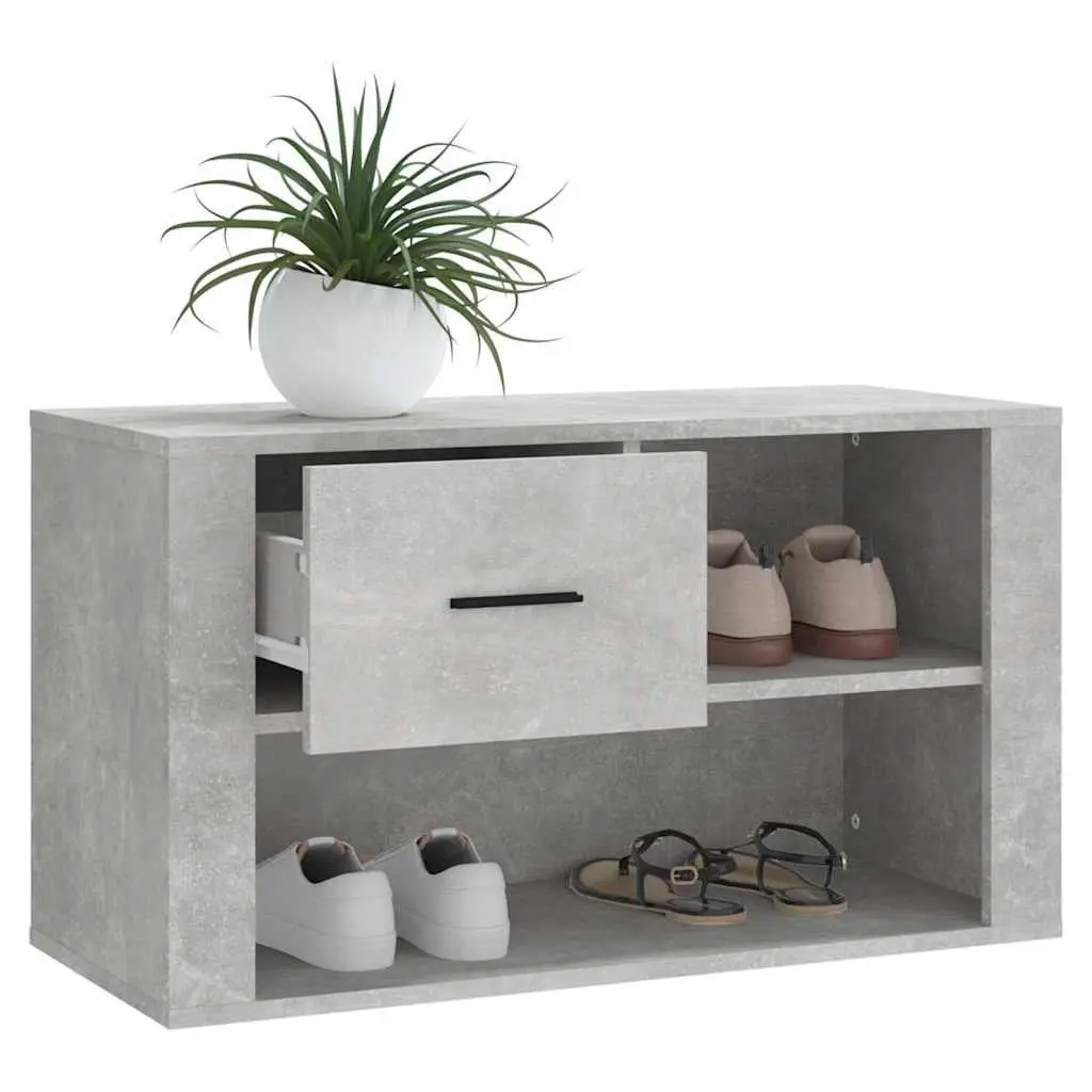 Shoe Cabinet Grey Storage Organiser Engineered Wood 2 Compartments Hallway